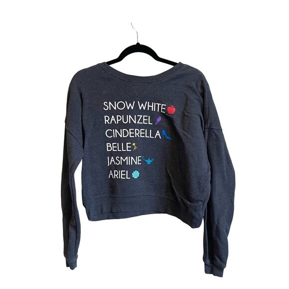 Disney Princess M charcoal gray sweatshirt crewneckline long sleeve spell out - Picture 1 of 7